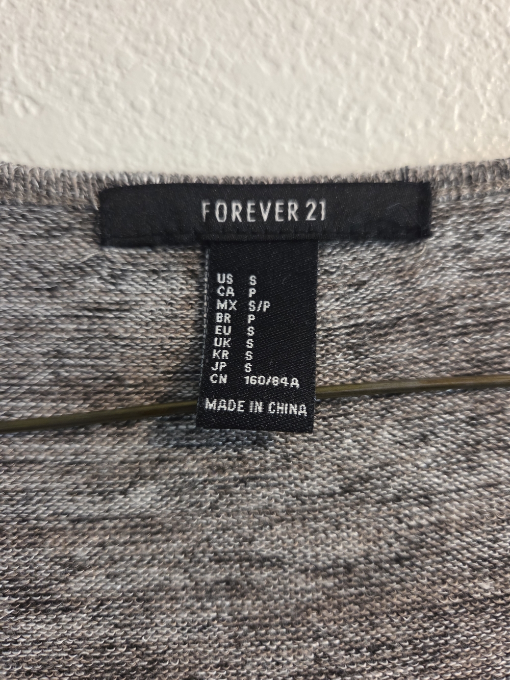 Forever 21 Gray Marled Long Sleeve Scoop Top with White Lace Insets - Picture 4 of 5